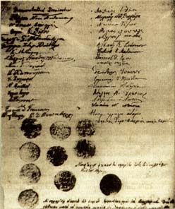 Οι υπογραφές και και το ψηφισμα των Κρουσοβιτών υπέρ του Πατριαρχείου.