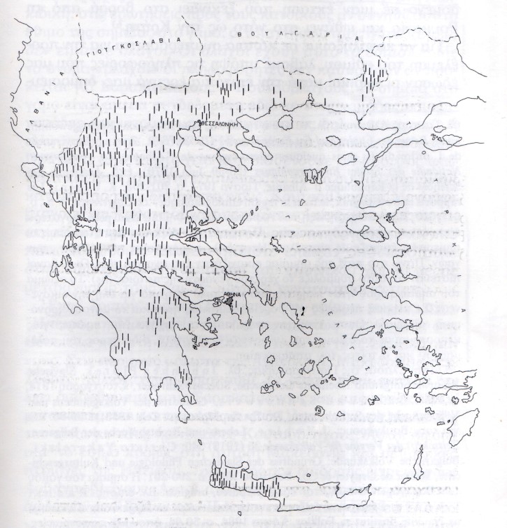 Χάρτης εξάπλωσης του εθίμου της σημαίας στην Ελλάδα