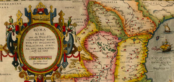 Παλαιός χάρτης της Ρουμανίας, 1583. Από τη γαλλική έκδοση του Theatrum Orbis Terrarum, του πρώτου σύγχρονου παγκόσμιου άτλαντα.